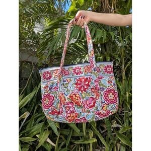 Vintage Vera Bradley tote bag hope garden quilted shoulder bag cottage core 14in